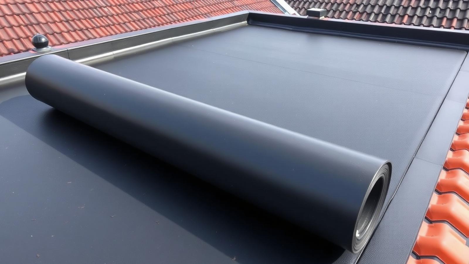 EPDM rubber dakbedekking strak aangebracht op een plat dak